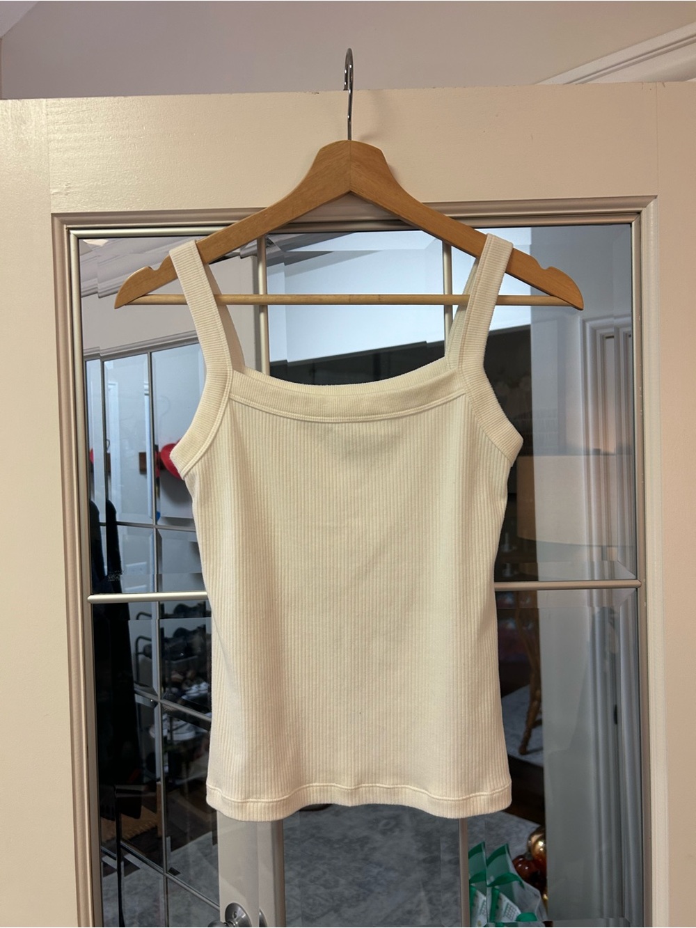 American Eagle Outfitters Cream Ribbed Cami- worn once